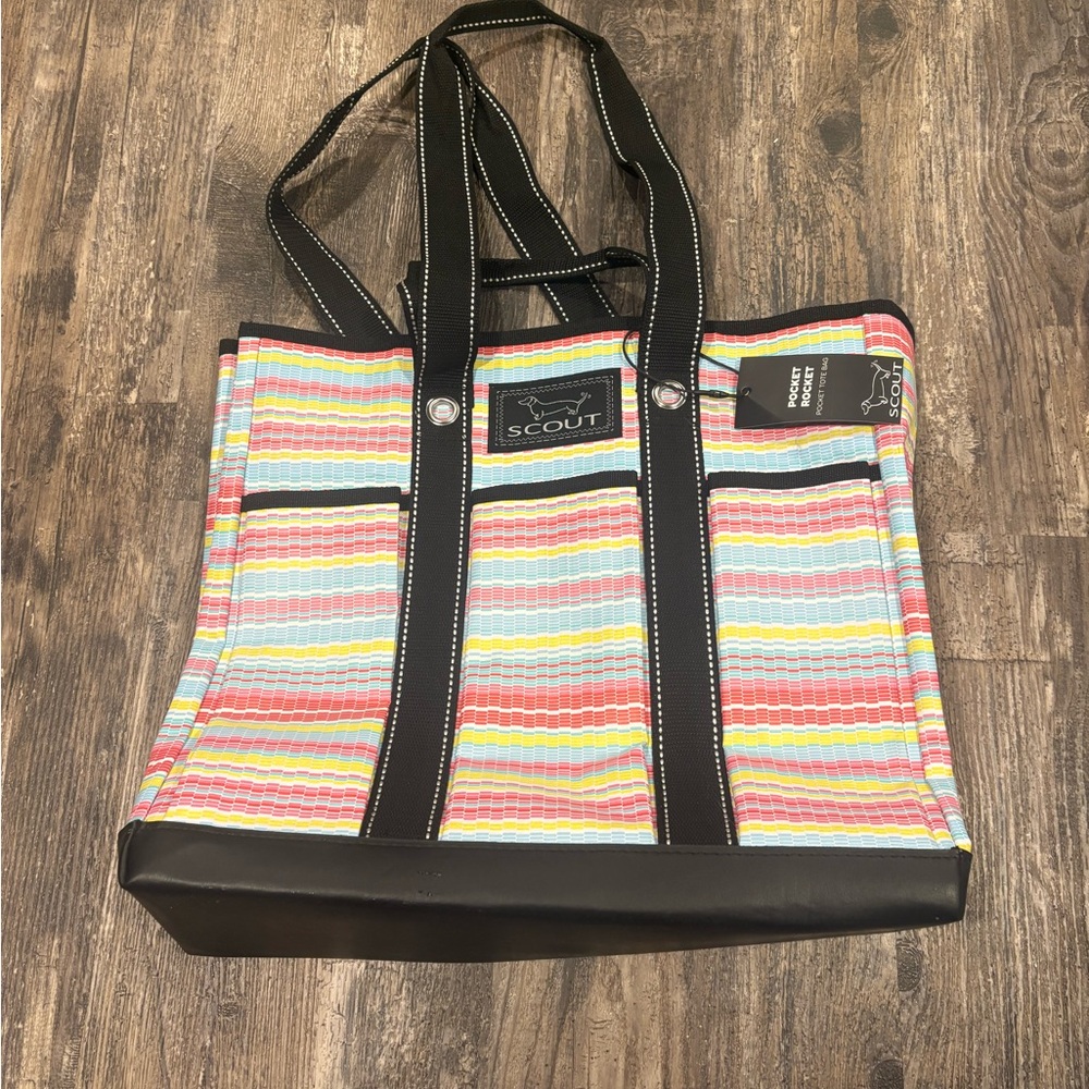Scout Colorful Striped Tote with Black Accents